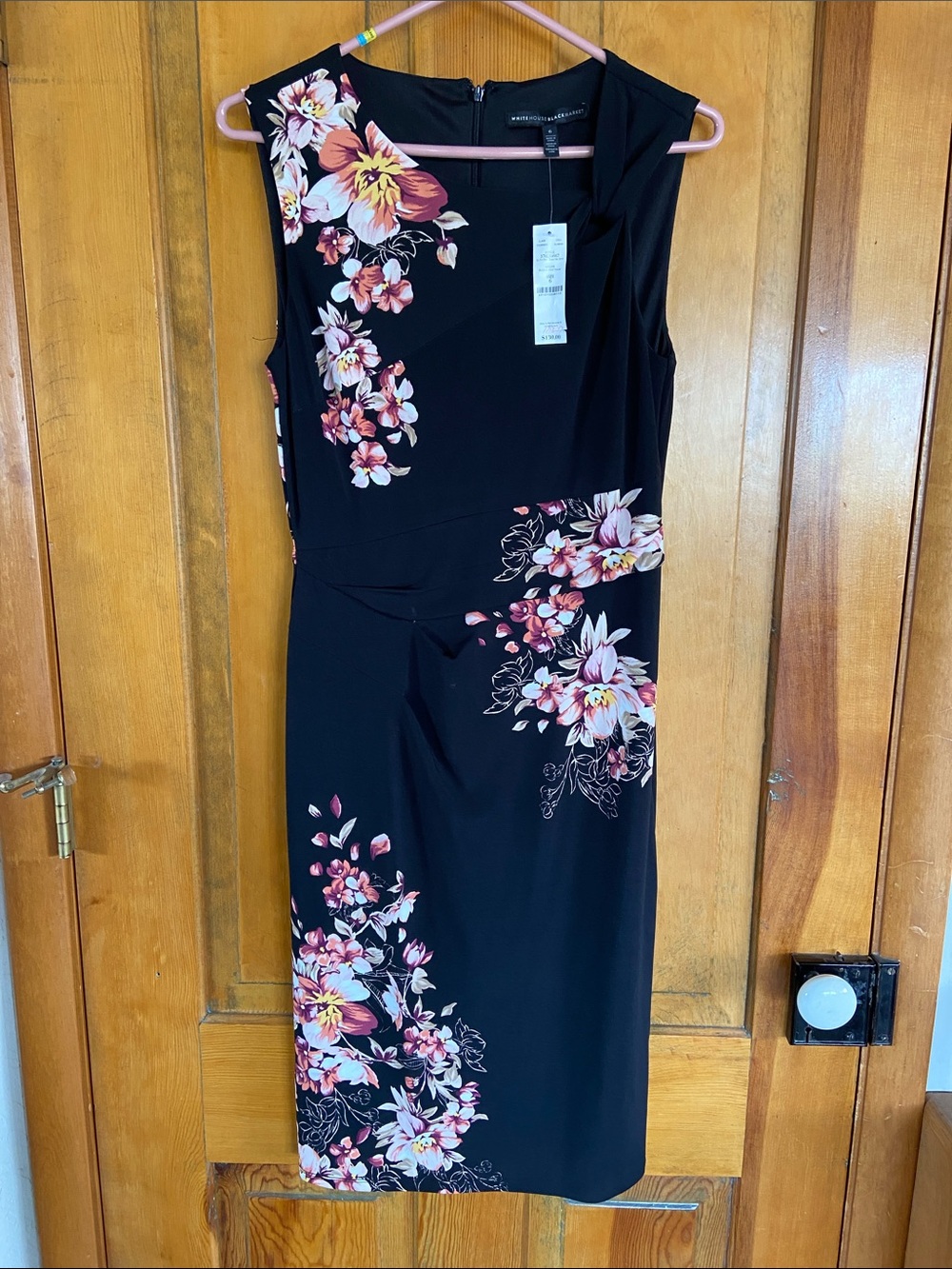 White House Black Market Black Floral Sheath Dress